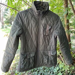 Athleta Quilted Fleece Lined Green Jacket with two way Zipper, Medium women’s